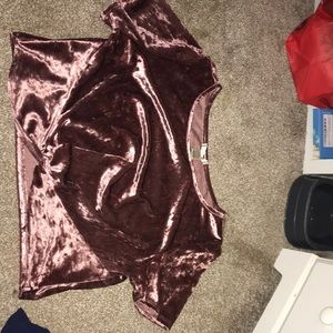 rose gold velvet cropped shirt